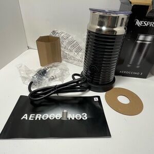 Nespresso Aeroccino 3 Electric Milk Frother Foam Black 3694-US-BK NEW OPEN BOX